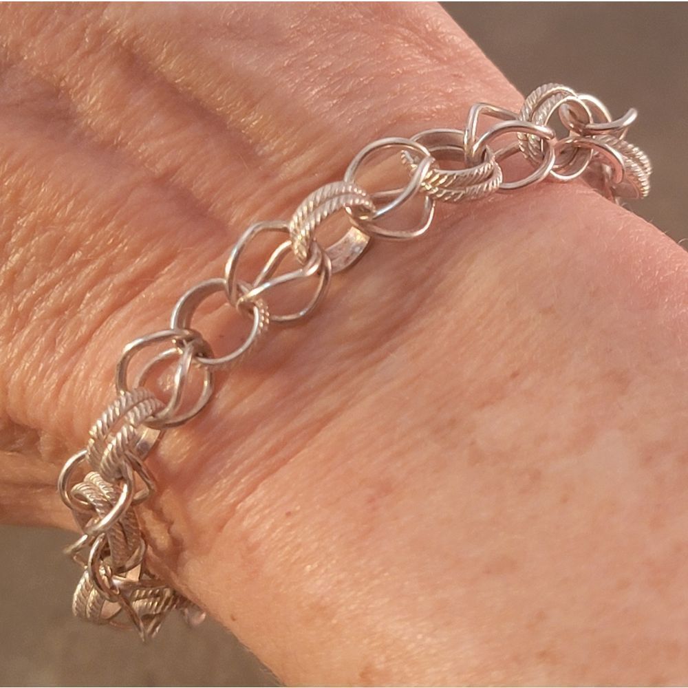Sterling ITALY Handcrafted Fancy Link Bracelet